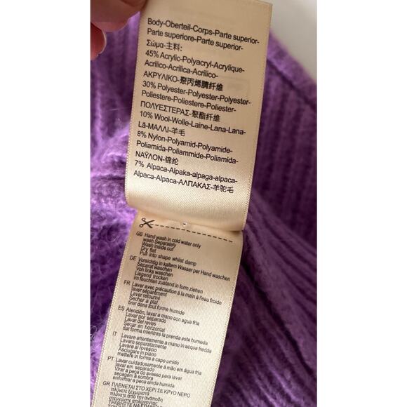 Scotch And Soda Sweater Cardigan Women M Purple Fuzzy Wool Alpaca Blend Boxy - Picture 10 of 11